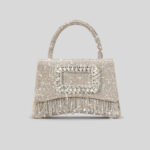 Women's Rhinestone Fringe Top Handle Prom Bag With Square Buckle