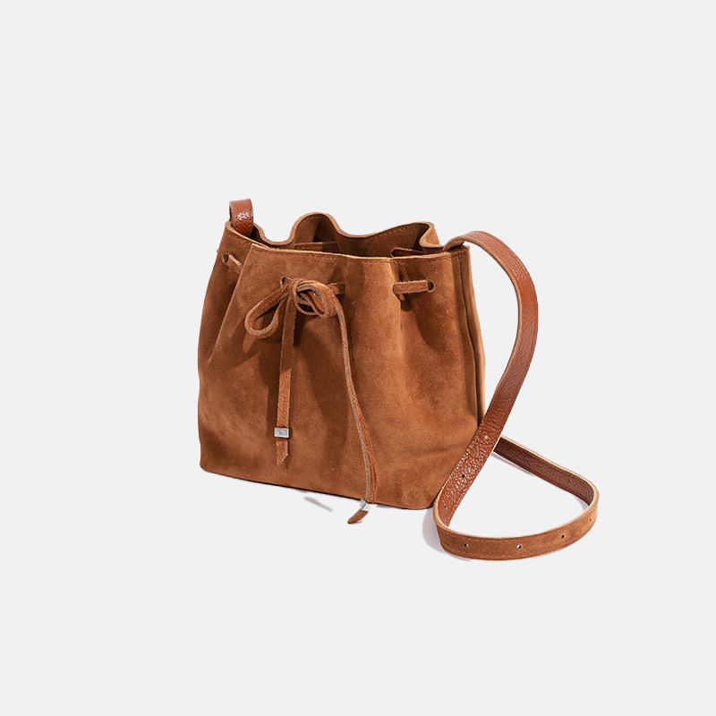 Women's Asymmetry Genuine Leather Bucket Bags - ROMY TISA