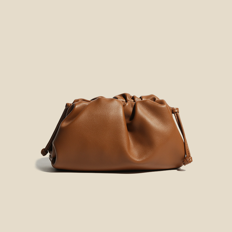 Women's Genuine Leather Cloud Shape Wrinkle Crossbody Bag