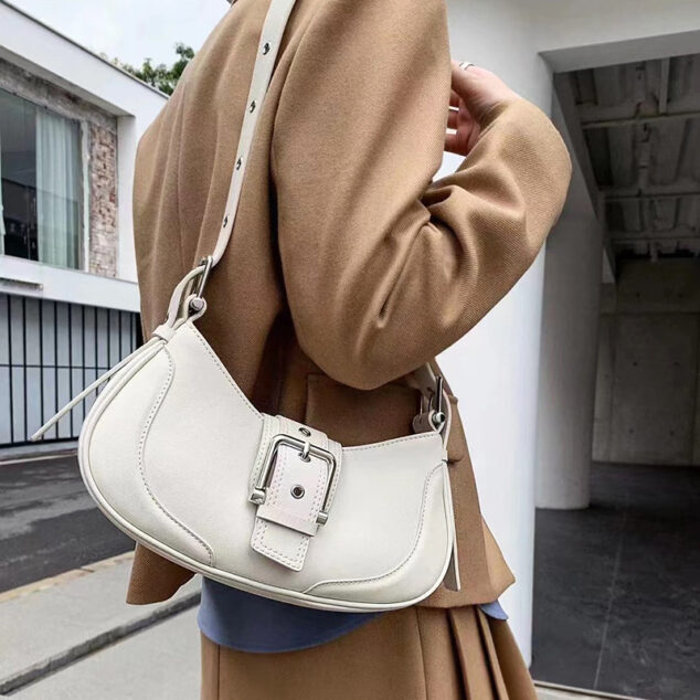 Baguette - White leather bag