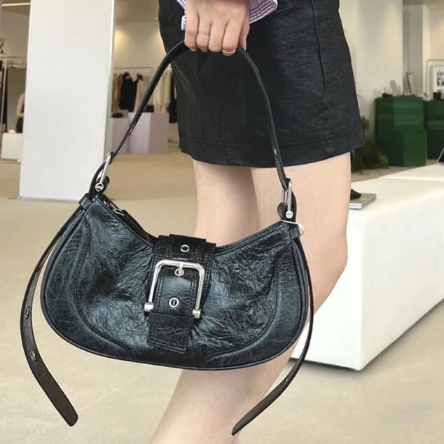 Women's Genuine Leather Hobo Baguette Bags - ROMY TISA