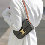 Women's Genuine Leather Lock Clasp Crossbody Baguette Bag