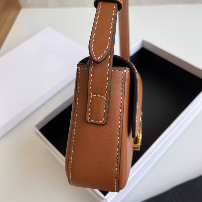 Sac à bandoulière en cuir véritable à fermoir pour femmes