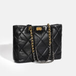 Sac fourre-tout en cuir véritable à chaîne matelassée pour femmes