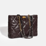 Sac fourre-tout en cuir véritable à chaîne matelassée pour femmes