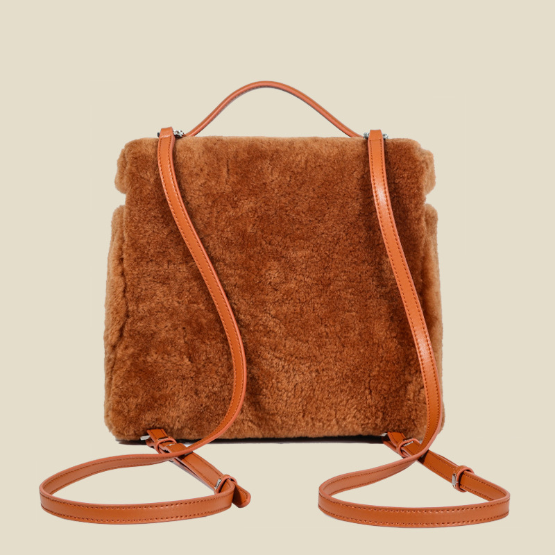Women's Shearling Soft Shoulder Tote Bags in Genuine Suede Leather - ROMY  TISA