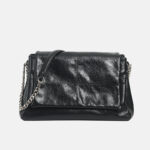 Women's Leather Quilted Magnetic Flap Chain Crossbody Bag