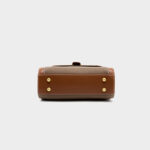 Sac à main rétro en cuir véritable avec bloc de couleurs et poignée supérieure