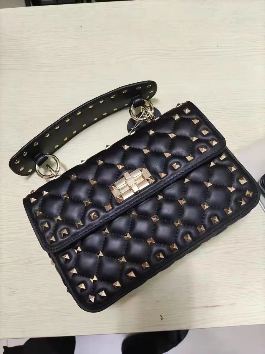 Women's Genuine Leather Quilted Stud Crossbody Handbag photo review