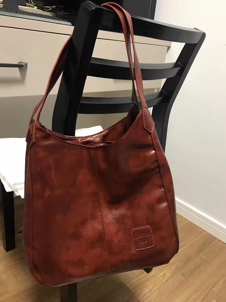 Women's Stitching Vintage Hobo Tote Bags in Soft Vegan Leather photo review
