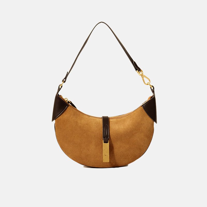 Women's Saddle Half Moon Shoulder Bags in Genuine Leather
