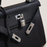 Women's Black Leather Crossbody Top Handle Bag
