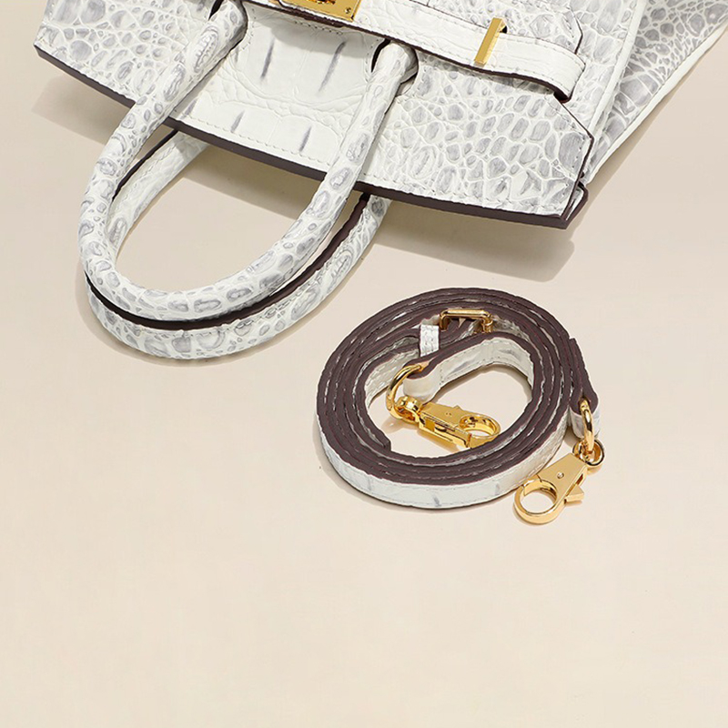 Sac à main en cuir de crocodile avec bandoulière pour femmes