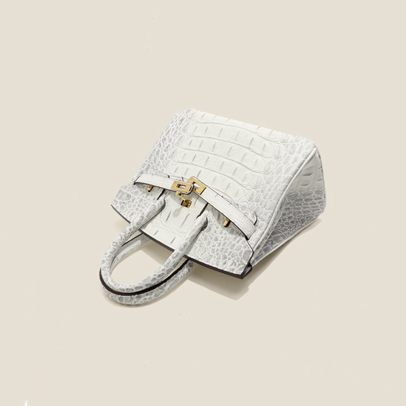 Sac à main en cuir de crocodile avec bandoulière pour femmes