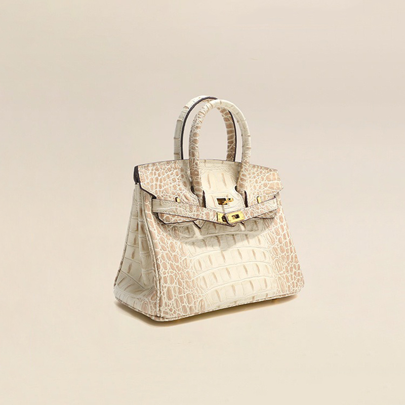 Sac à main en cuir de crocodile avec bandoulière pour femmes