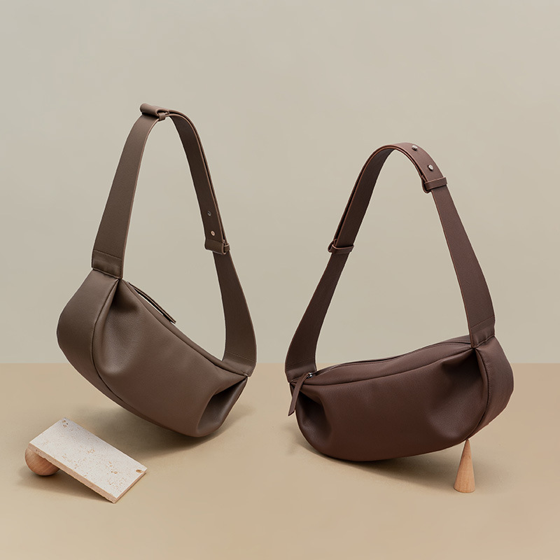 Women's Genuine Leather Minimalistic Dumpling Shaped Crossbody Bag