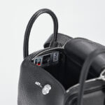 Women's Mini Black Genuine Leather Lychee texture Crossbody Handbag