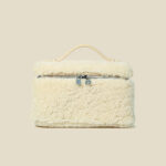 Women's Minimalist Genuine Leather Lamb Fur Crossbody Top Handle Bag