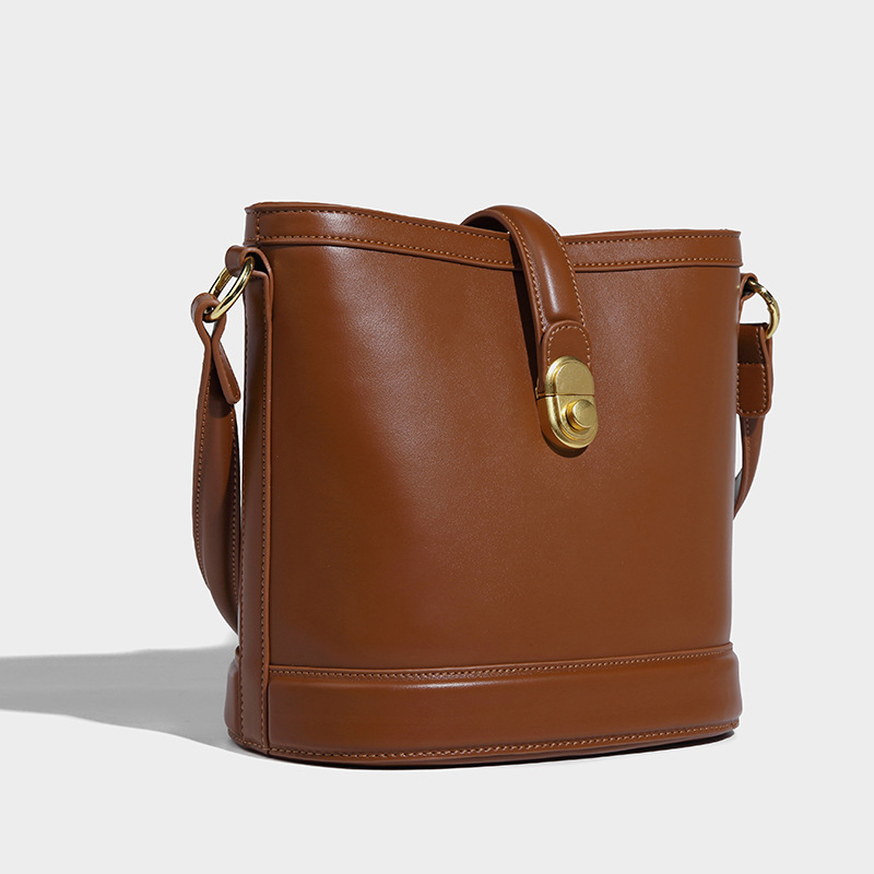 Women's Asymmetry Genuine Leather Bucket Bags - ROMY TISA