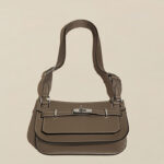 Women's Genuine Leather Lock Buckle Crossbody Baguette Bag