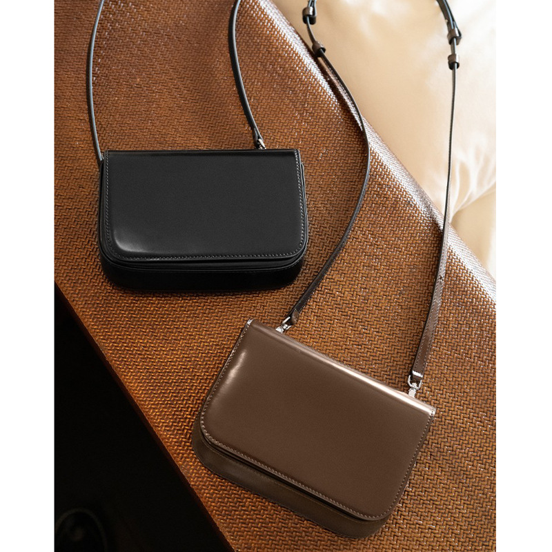 Women's Genuine Leather Minimalist Flap Crossbody Box Bag