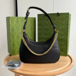 Women's Genuine Leather Zipper Crossbody Bag with Chain Strap