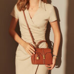 Women's Lock Small Leather Top Handle Bags with Shoulder Strap