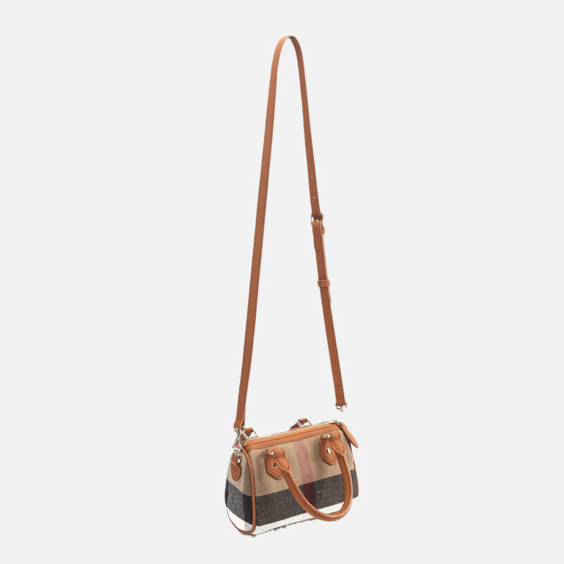 Mini sacs à main en lin patchwork marron pour femmes