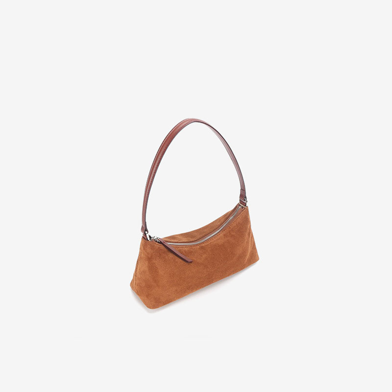 Sacs baguette pour femmes en cuir de vachette et daim