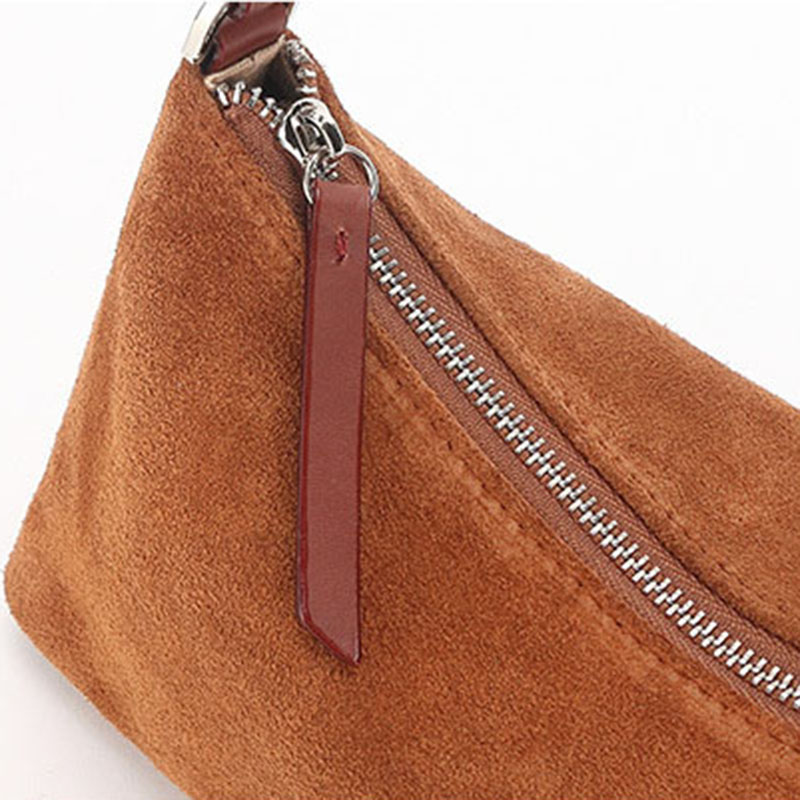 Sacs baguette pour femmes en cuir de vachette et daim