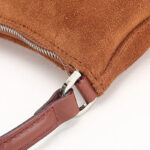 Sacs baguette pour femmes en cuir de vachette et daim