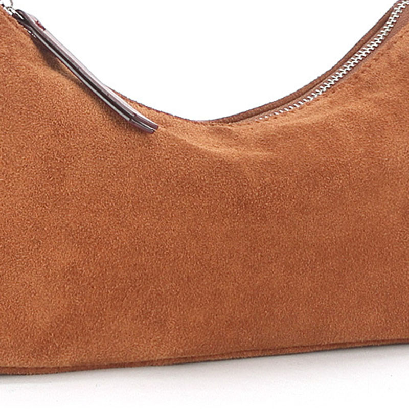 Sacs baguette pour femmes en cuir de vachette et daim