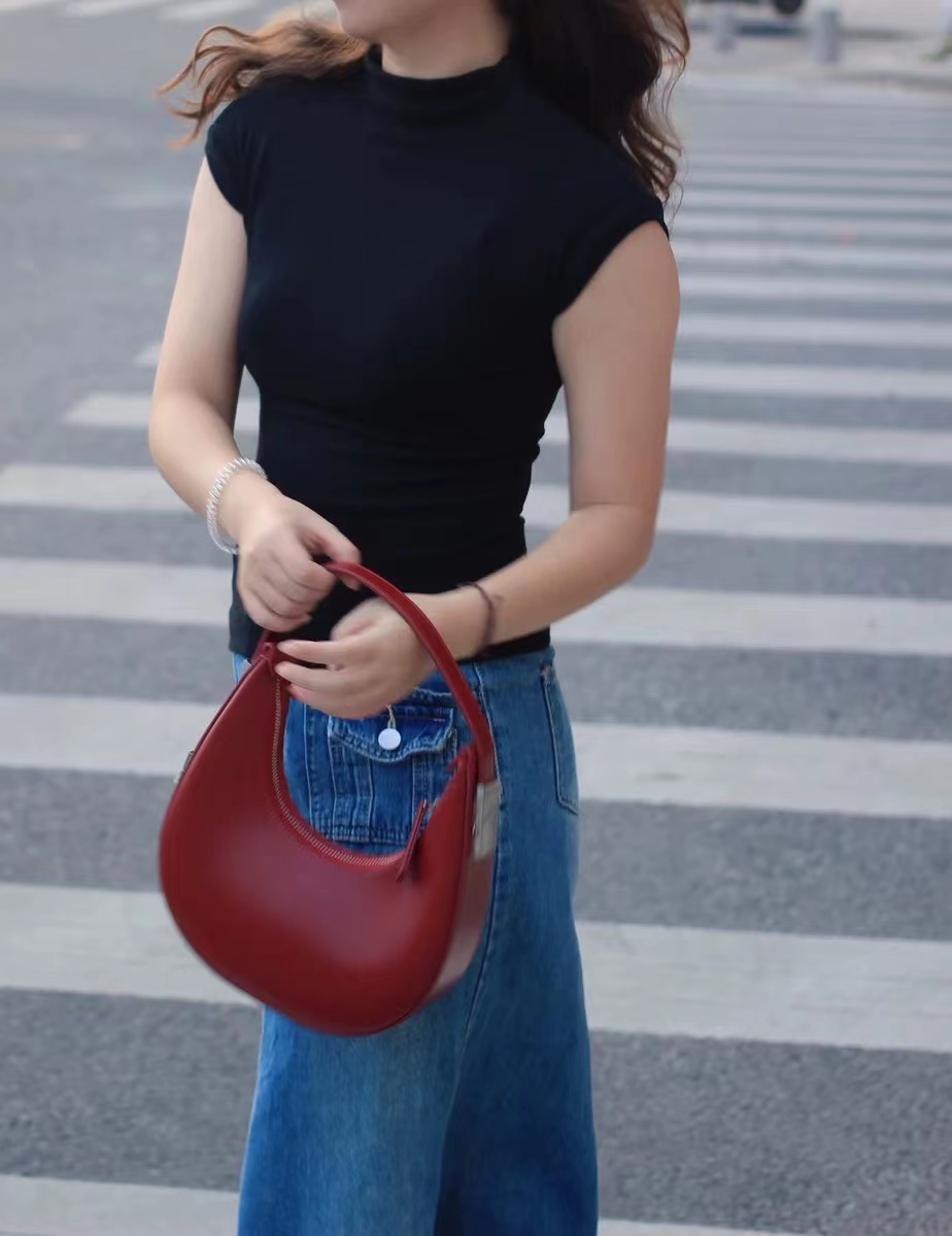 Minimalistische Hobo-Taschen aus geteiltem Leder für Frauen photo review
