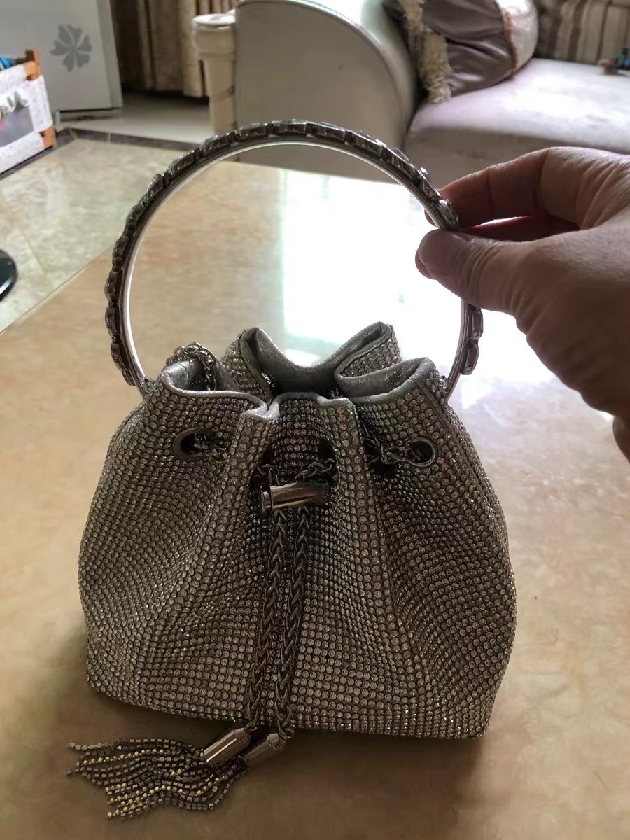 Women's Small Rhinestone Clutch Bucket Bags photo review