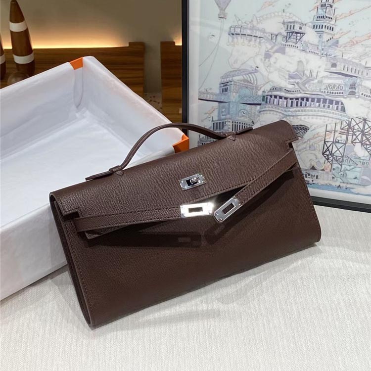 Women's Genuine Leather Top Handle Lock Closure Clutch Bag