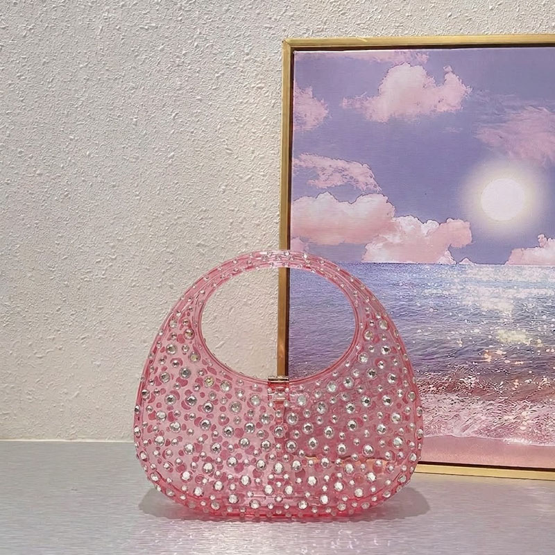 Sac à main de promotion en acrylique avec fermoir en strass