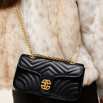 Women's Black Genuine Leather Quilted Chain Crossbody Shoulder Bags
