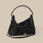 Women's Black Leather Hobo Quilted Crossbody Chain Tote Bag
