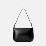 Sac à bandoulière vintage noir en cuir véritable pour femmes