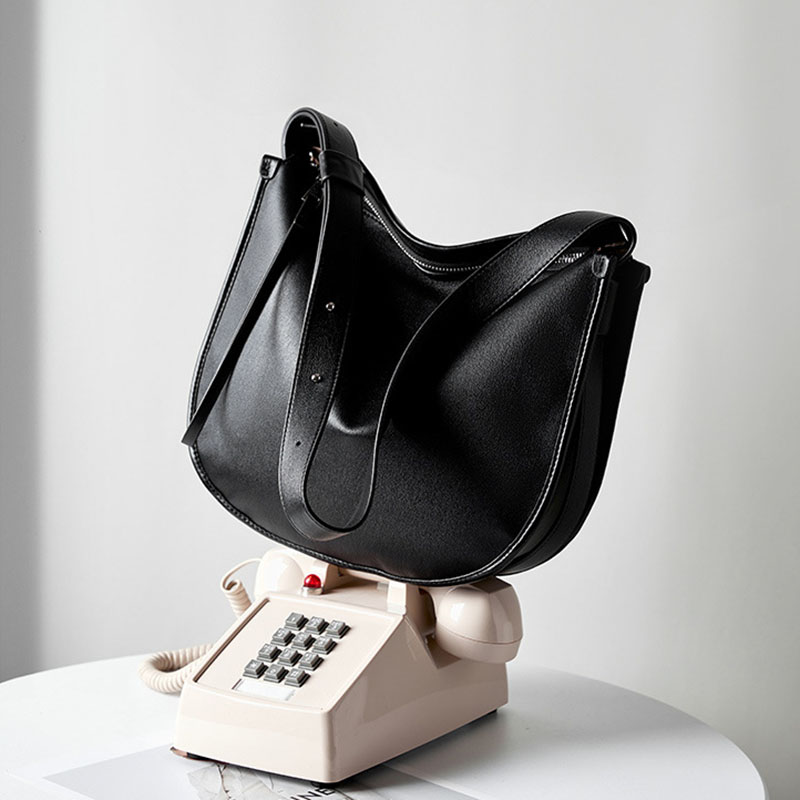 Women's Genuine Leather Minimalist Shoulder Crossbody Hobo Bag