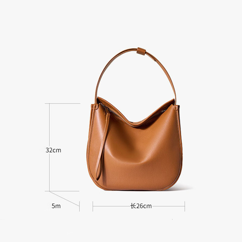 Women's Genuine Leather Minimalist Shoulder Crossbody Hobo Bag