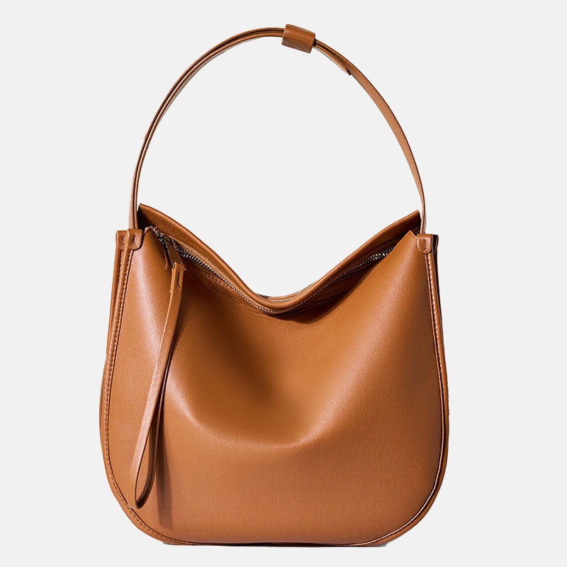 Women's Genuine Leather Minimalist Shoulder Crossbody Hobo Tote Bag