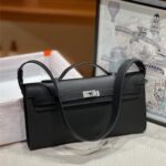 Women's Genuine Leather Top Handle Lock Closure Clutch Bag