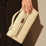 Women's Genuine Leather Top Handle Lock Closure Clutch Bag