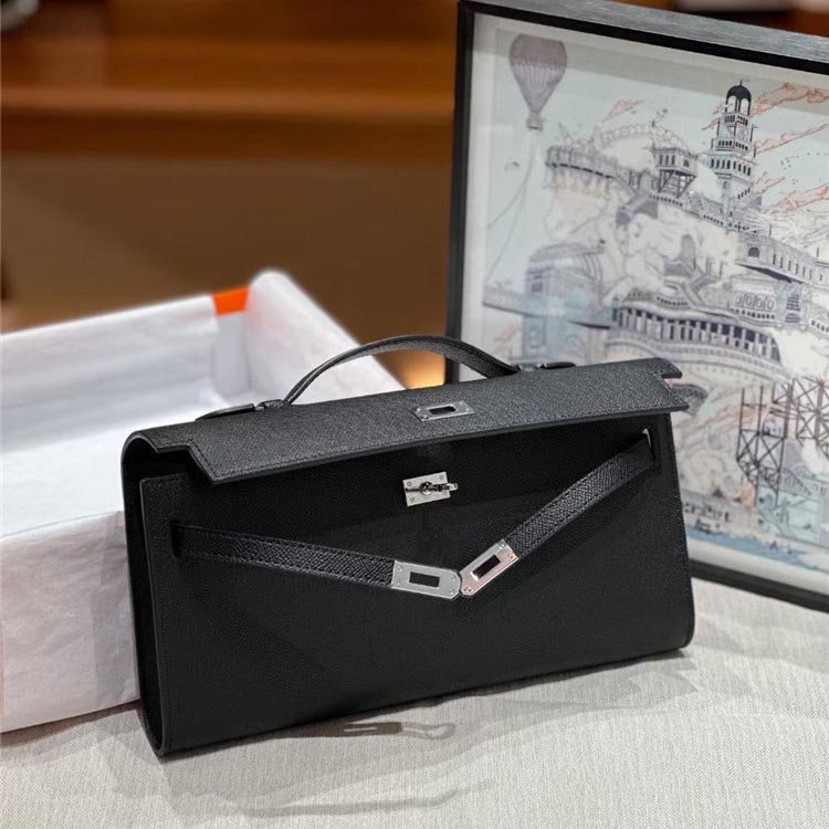Women's Genuine Leather Top Handle Lock Closure Clutch Bag