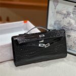 Women's Genuine Leather Top Handle Lock Closure Clutch Bag