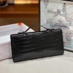 Women's Genuine Leather Top Handle Lock Closure Clutch Bag