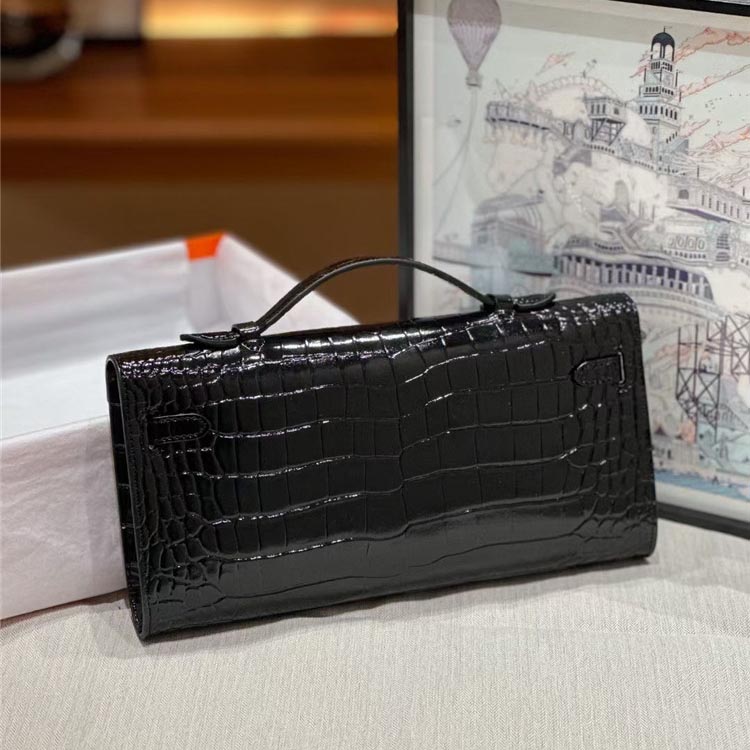 Women's Genuine Leather Top Handle Lock Closure Clutch Bag