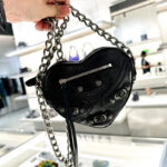 Women's Mini Leather Studded Heart Shape Crossbody Chain Bag