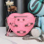 Women's Mini Leather Studded Heart Shape Crossbody Chain Bag